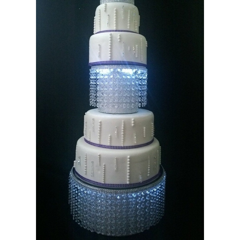 Faux Crystal Diamante wedding cake stand set of 2  with  lights