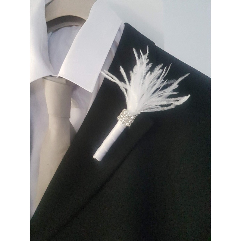 Feather Crystal 4pcs rhinestone Boutonnire -ANY COLOUR by Crystal wedding uk