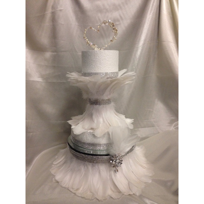 Feather wedding cake stand + divider , set of 2 by Crystal wedding uk