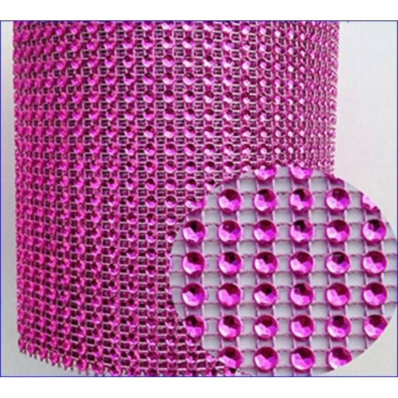 Fuchsia Rhinestone ribbon, Diamond Mesh, Diamante Bling, Crystal trim 1 METER cake trim. by Crystal wedding uk