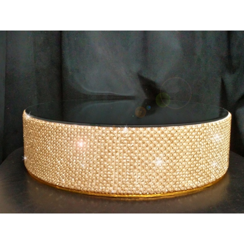 Gold crystal & ivory Pearl wedding cake stand – round or square all sizes by Crystal wedding uk