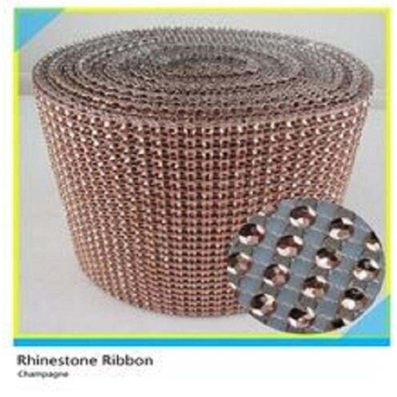 LIGHT CHAMPAGNE Rhinestone ribbon, Diamond Mesh, Diamante Bling, Crystal trim 1 METER cake trim. by Crystal wedding uk