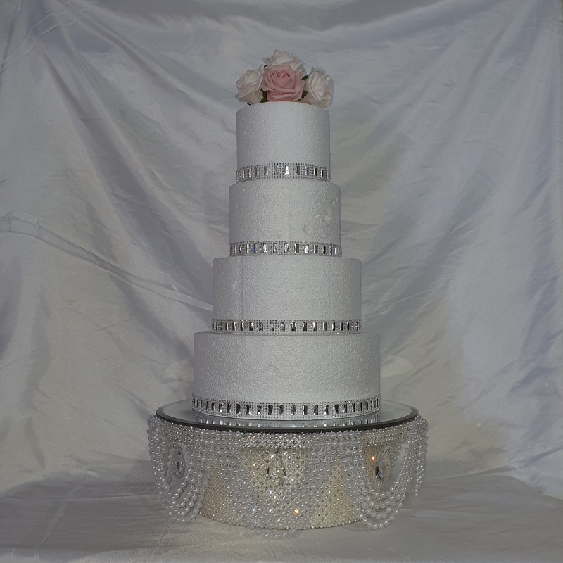 Pearl and crystal droplet cake stand, wedding cake stand, round or square by Crystal wedding uk