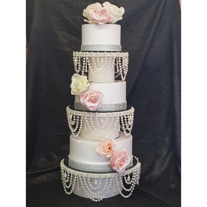Pearl wedding cake stands, pearl cake dividers. cake tier separators , Ivory by Crystal wedding uk