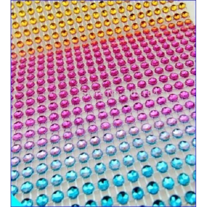 Rainbow multi  Rhinestone ribbon, Diamond Mesh, Diamante Bling, Crystal trim 1 METER cake trim. by Crystal wedding uk