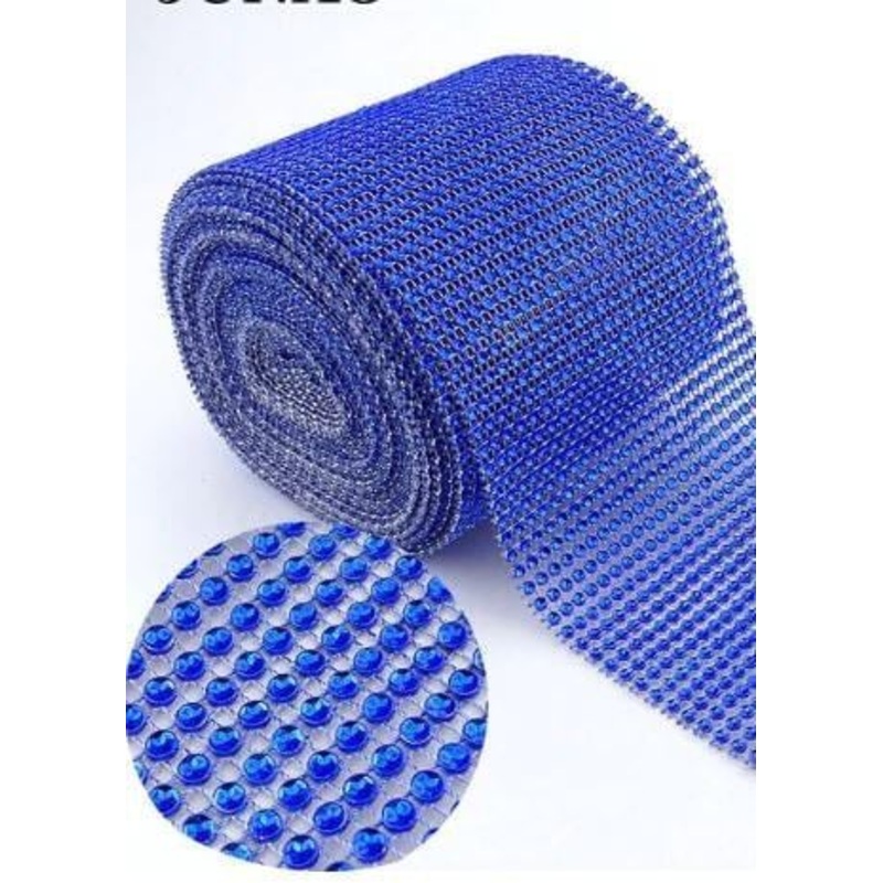 ROYAL BLUE Rhinestone ribbon, Diamond Mesh, Diamante Bling, Crystal trim 1 METER cake trim. by Crystal wedding uk