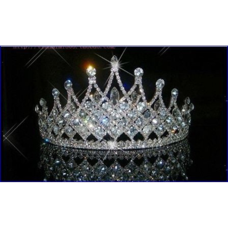 Tall  crystal tiara crown  Couture inspired modern crystal tiara Clear rhinestone crystal  ‘last one’