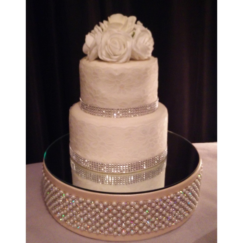 Wedding cake stand Podium Vintage inspired Pearl & Rhinestone cake holder all sizes round and square by Crystal wedding uk