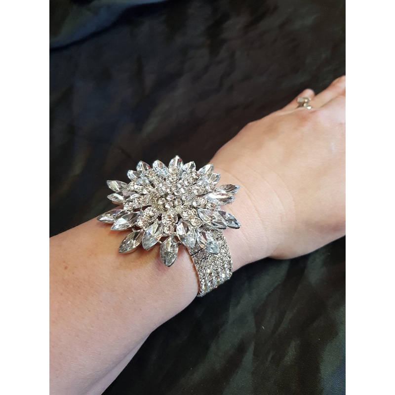 Wrist corsage ,Crystal rhinestone Wedding Cuff, bridesmaid Bracelet by Crystal wedding uk