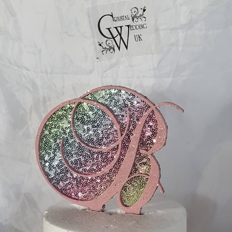 6  monogram Cake Topper decor,cake toppe rainbow pink letters decorations.