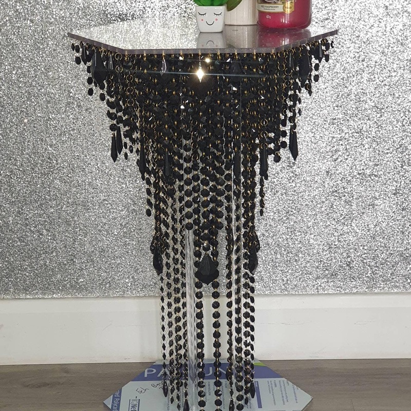Black Crystal chandelier cake table.. Luxury cake display stand,  by Crystal wedding uk