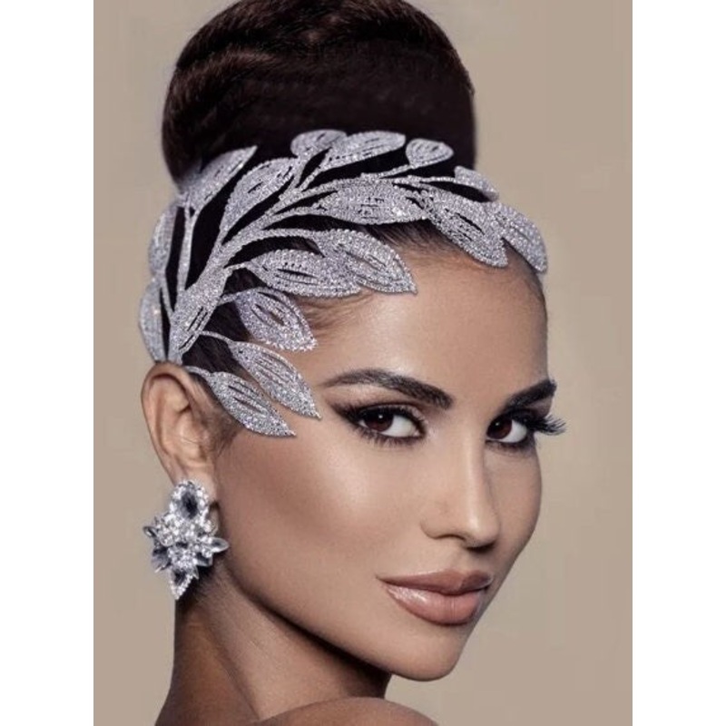 Bridal Comb Tiara , Rhinestone Leaf Wedding Hair Jewelry, Bride Hair Accessory, Luxury Crystal Women Headdress  by Crystal wedding uk