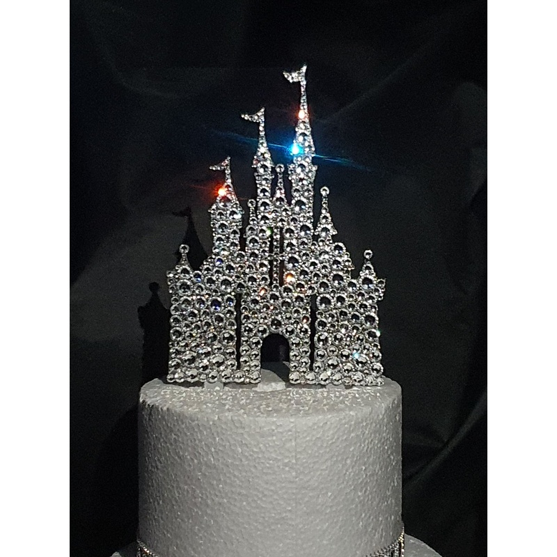 Castle Cake topper -large size, Swarovski crystal elements  – FAIRYTALE CASTLE design, Cake decoration by Crystal wedding uk
