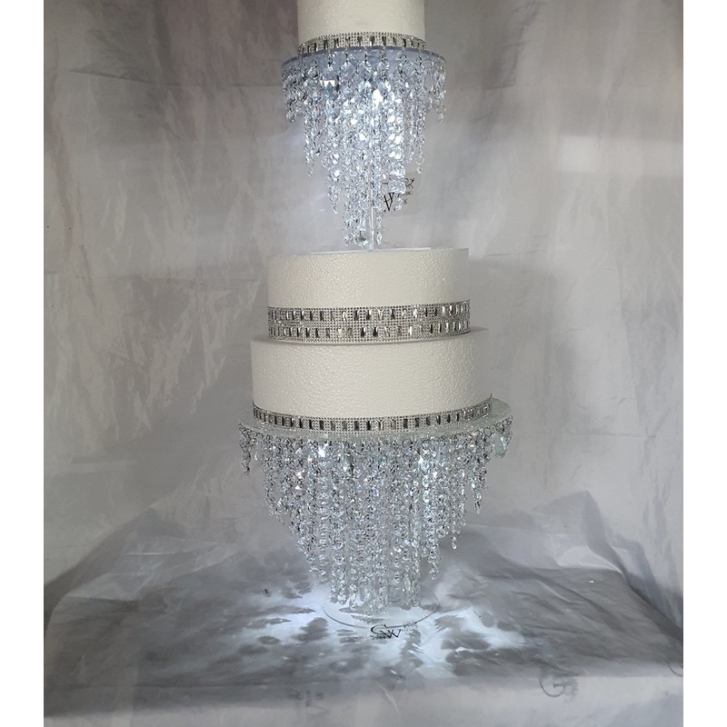 Chandelier cake stand [ crystal cake stand [ wedding cake stand + LED lights by Crystal wedding uk