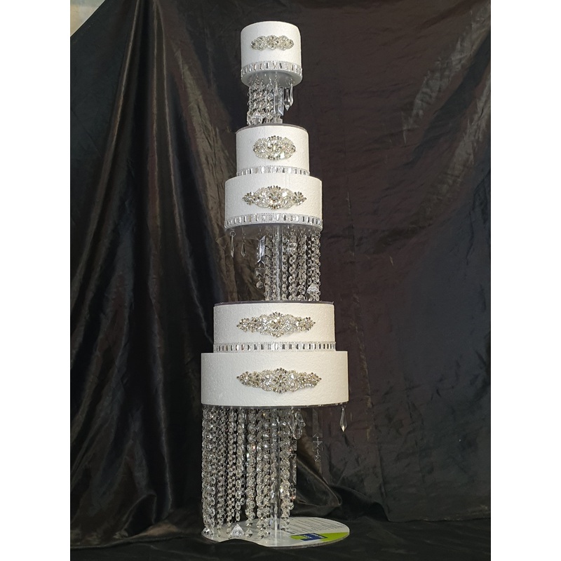 Crystal cake stand + 2 separators chandelier wedding cake with LED Lights,set of 3 pieces side bar Illusion  4 8 12 by Crystal wedding uk