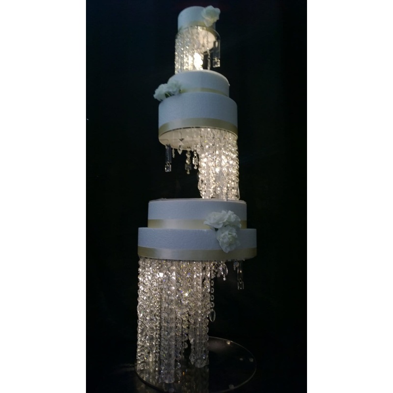 Crystal cake stand + 2 separators chandelier wedding cake with LED Lights,set of 3 pieces side bar Illusion 6 10 14 by Crystal wedding uk