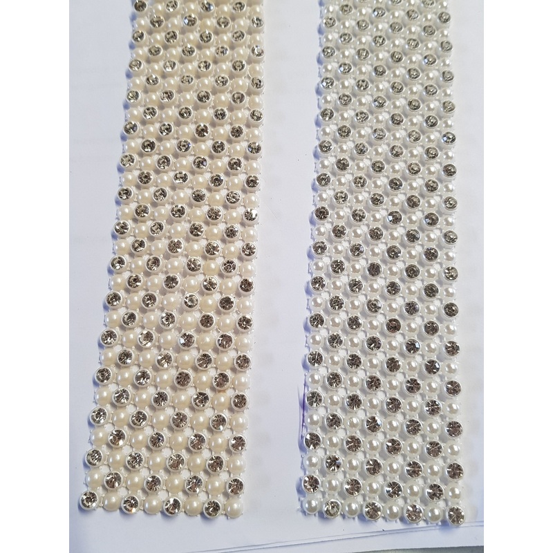 Diamante & pearl ribbon string style banding for wedding cake decoration 1 yard – White or Ivory by Crystal wedding uk