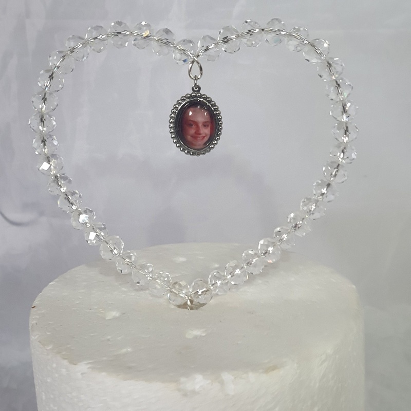 Photo Crystal  heart cake topper by Crystal wedding uk