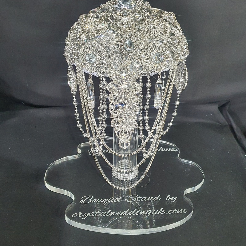 Puddle shaped Acrylic display stand, Personalised Bouquet stand holder – by Crystal wedding uk