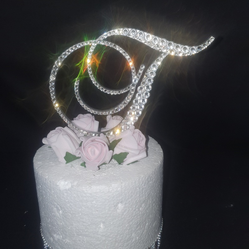 Swarovski Crystal elements Wedding Cake topper 4” in Any Letter monogram custom cake topper, bling cake topper, rhinestone cake topper