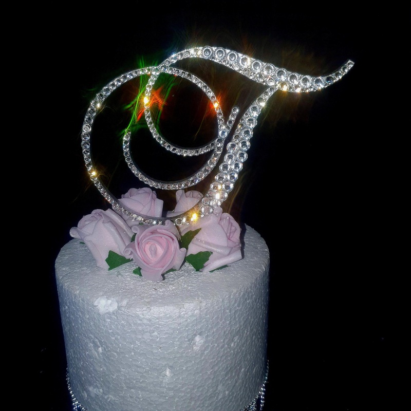 Swarovski Crystal elements Wedding Cake topper  many sizes Any Letter monogram custom cake topper, bling cake topper, rhinestone cake topper