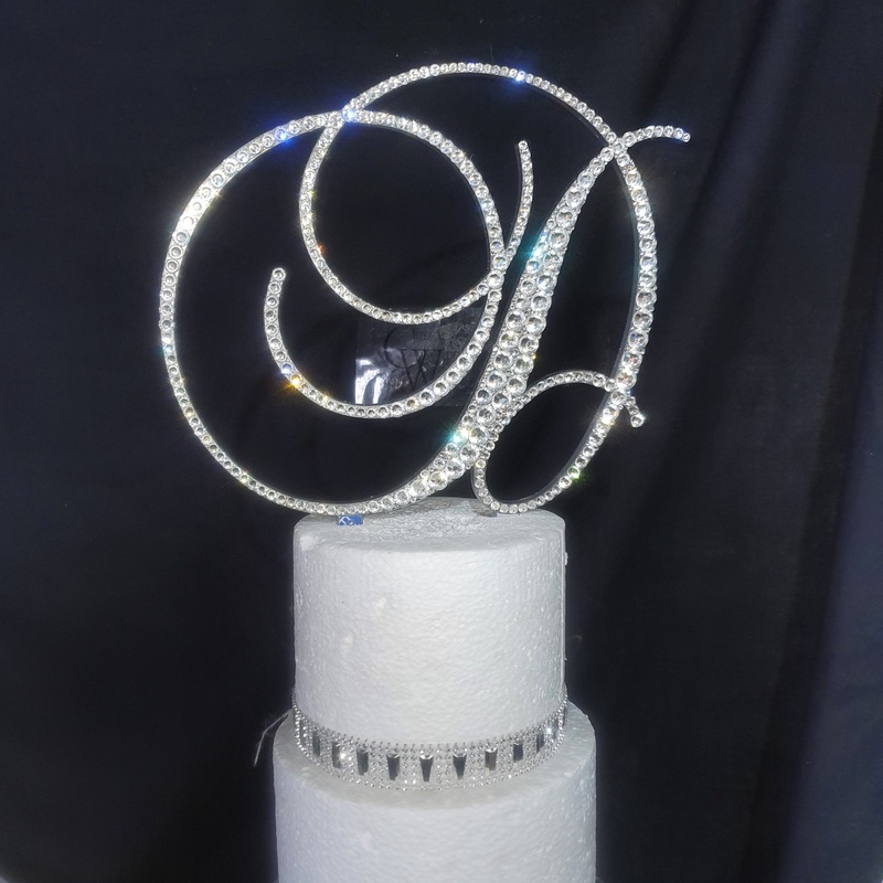 Swarovski element Crystal Cake toppers 5” [ Any Letter,  monogram custom cake topper , bling cake topper [ rhinestone cake topper