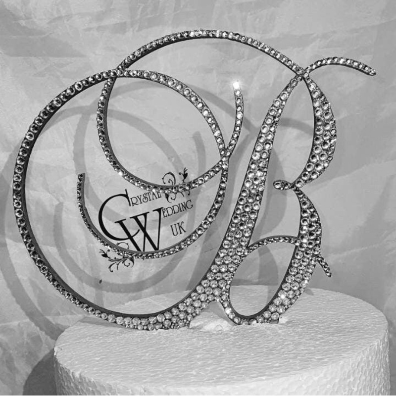 Swarovski elements Crystal Letter 8 monogram lnitial, EXTRA LARGE rhinestone Cake Topper decor, Wedding  cake topper decorations.