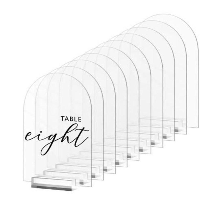Wedding Table Numbers,Arched Table Numbers Printed Acrylic Table sign, Custom Wedding Reception Sign, Wedding Signs, by Crystal Wedding UK
