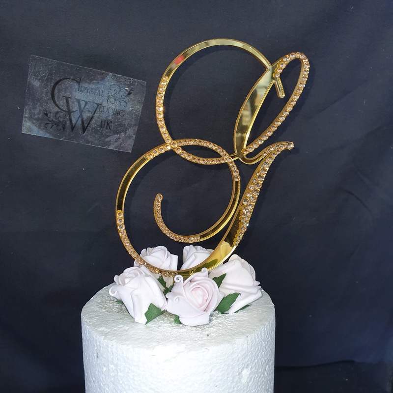 A to Z Crystal gold mirror Letter 8 monogram initial, rhinestone Cake Topper decor, rhinestone cake topper jewel letters decorations.