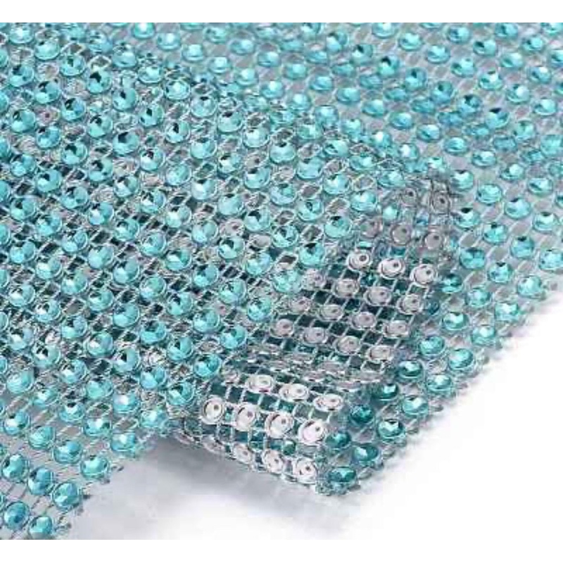 Aqua Diamante ribbon, Crystal effect cake trim, BUY 1 GET 1 FREE diamond mesh, bling mesh 1 Meter cake trim. by Crystal wedding uk