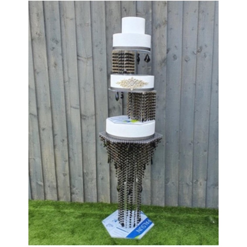 Black Crystal Chandelier Cake Stand Set: Gatsby Wedding Decor with LED Lights