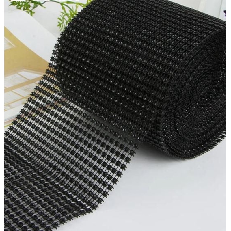 Black Diamante ribbon, Crystal effect cake trim, BUY 1 GET 1 FREE diamond mesh, bling mesh 1 Meter cake trim. by Crystal wedding uk