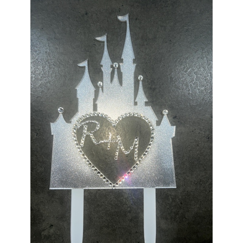 Castle Cake topper – Swarovski crystal elements  – FAIRYTALE CASTLE design, Acrylic Cake decoration by Crystal wedding uk