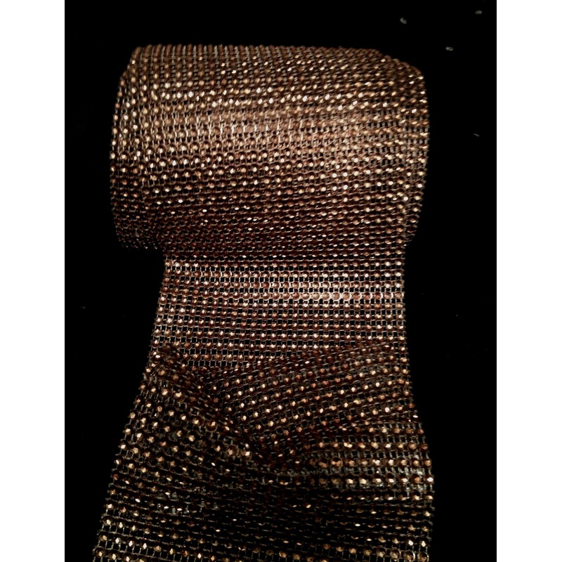 Coffee Diamante ribbon, Crystal effect cake trim, BUY 1 GET 1 FREE diamond mesh, bling mesh 1 Meter cake trim. by Crystal wedding uk