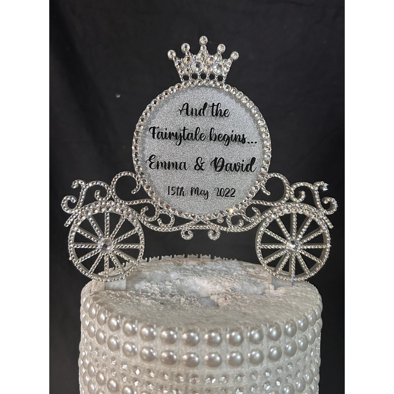 Crystal Carriage Cake topper -Swarovski crystal elements- And the Fairytale begins. Princess carriage, Cake decoration by Crystal Wedding UK