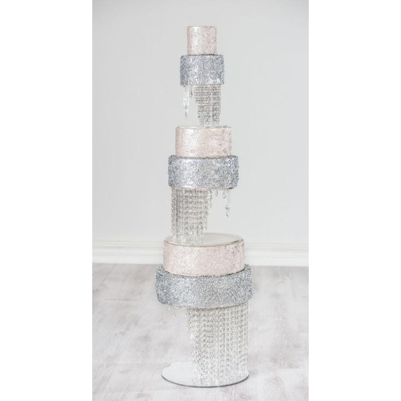 Crystal Chandelier Wedding Cake Stand with LED Lights – 3 Tier Illusion Set