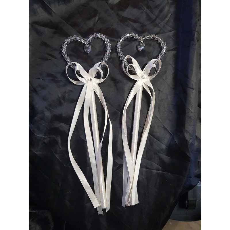 Crystal heart flower girl wand