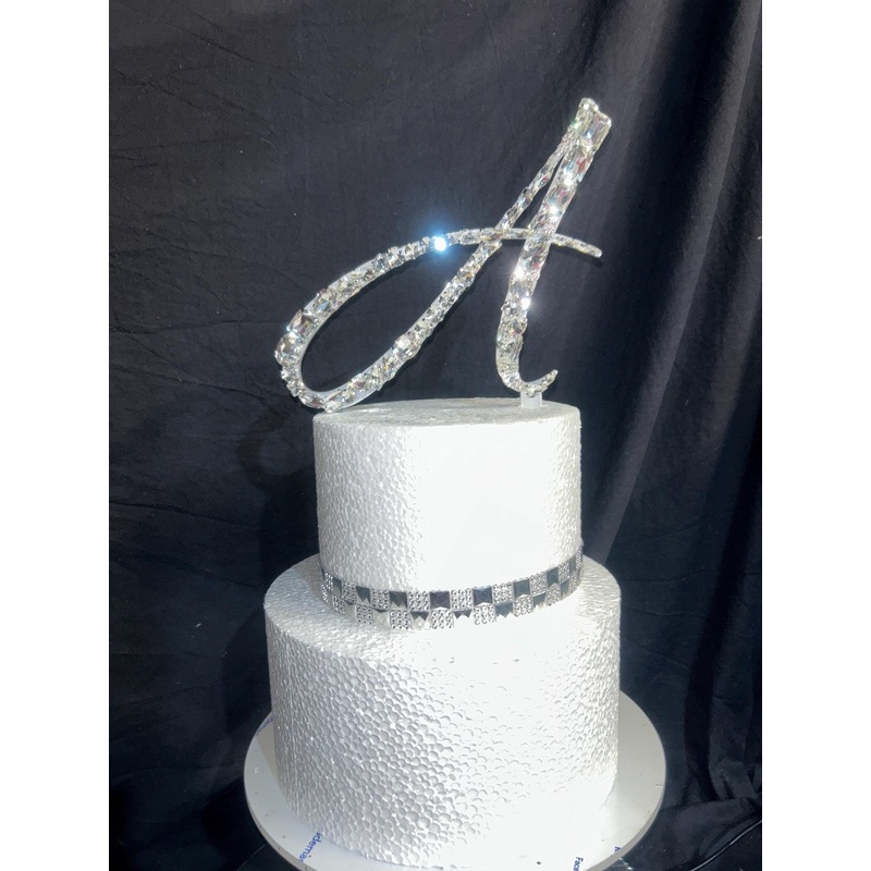 Crystal letter Cake topper – Glass crystal elements, large crystal design, Cake decoration by Crystal wedding uk