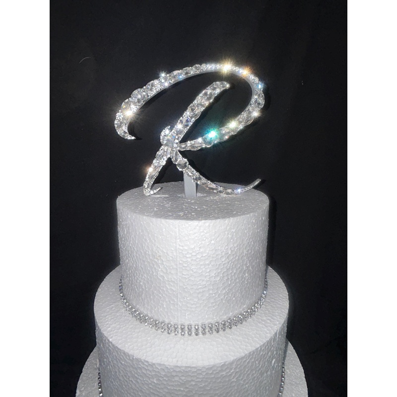 Crystal letter Cake topper – Glass crystal elements, large shape crystal design, Cake decoration by Crystal wedding uk
