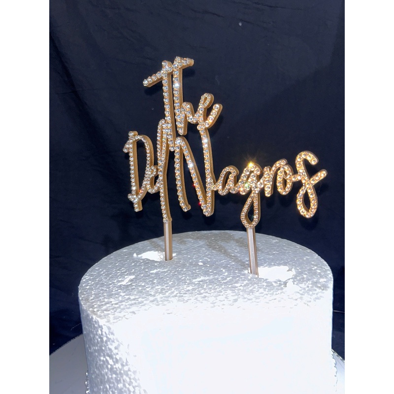 Crystal Name wedding Cake topper, 6” in any Letter,personalised wedding cake topper, gold rhinestone bling, pearls cake topper