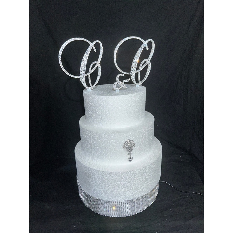 Custom Swarovski Crystal Monogram Cake Topper Set – Wedding Initial & Sign