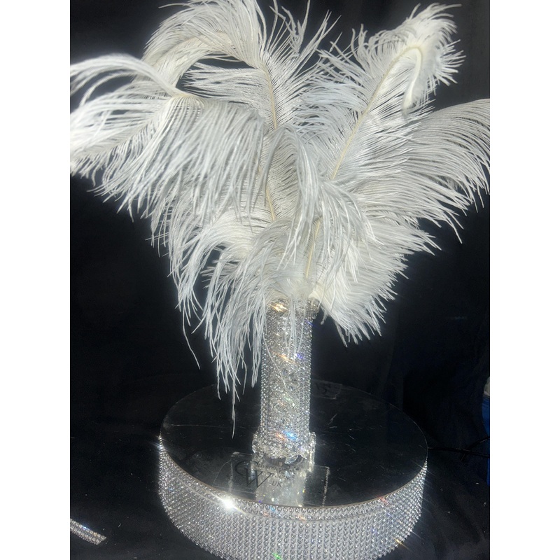 Ostrich Feather Bridal Bouquet: Crystal Handle, 1920s Gatsby Style