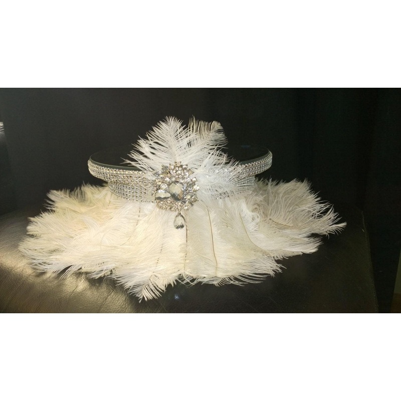 Ostrich Feather cake stand ,GATSBY 1920’s style wedding cake stand – many colours – all sizes by Crystal wedding uk