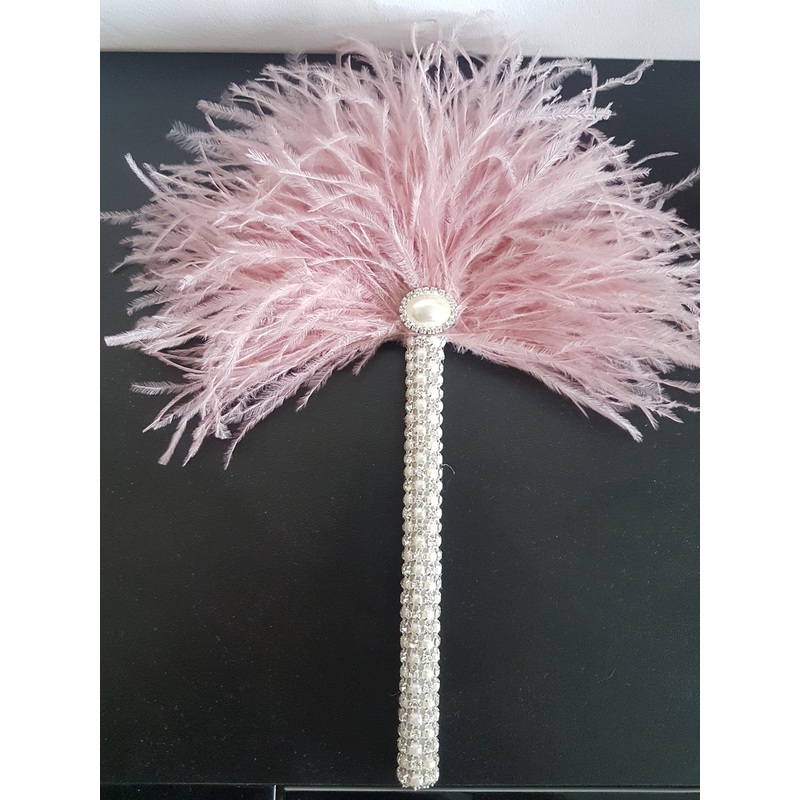 Ostrich PLUME Feather Fan flower girl bridesmaid wand  bouquet  Artificial  alternative  Bouquet  Great Gatsby wedding style -ANY COLOUR