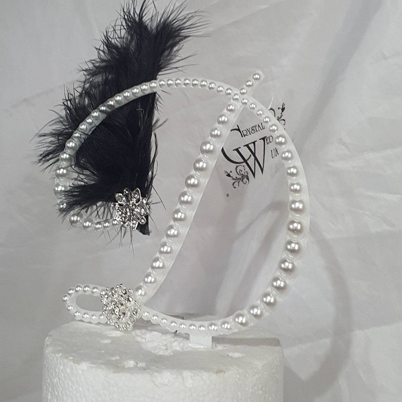 PEARL Letter  cake topper  monogram linitials. Lace and pearl Cake decor, Wedding cake topper jewel letters decorations surname