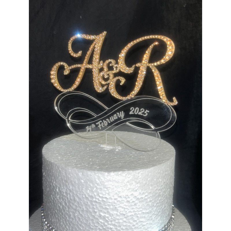 Personalized Infinity Wedding Cake Topper: Swarovski Crystal, Custom Initials