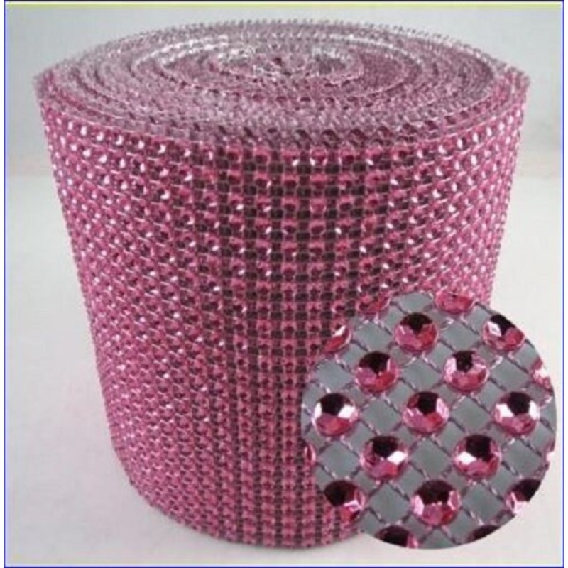 Raspberry pink Diamante ribbon, Crystal effect cake trim, BUY 1 GET 1 FREE diamond mesh, bling mesh 1 Meter cake trim. by Crystal wedding uk