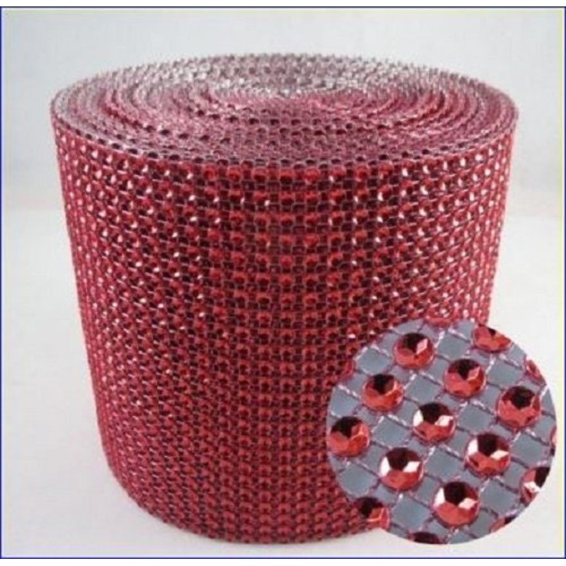 Red, Rhinestone ribbon, 4 meters – Diamond Mesh, Diamante Bling, Crystal trim  cake trim. by Crystal wedding uk
