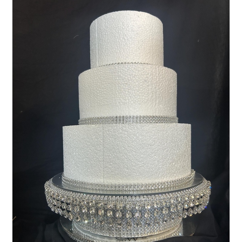 Rotating Crystal Wedding Cake Stand with Mirror Top – Electric Display