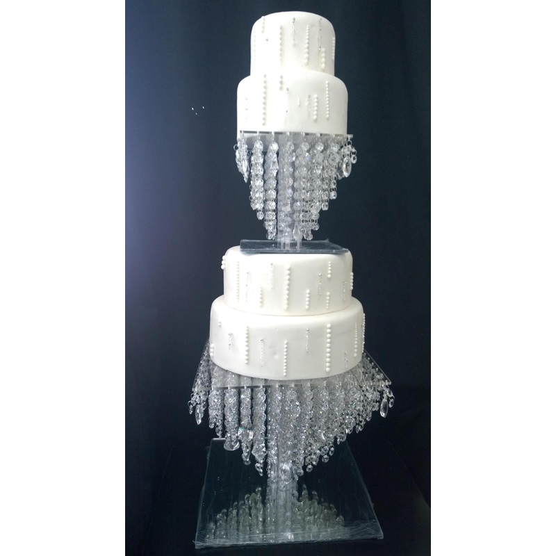Square Crystal cake stand , Premium Glass crystal – various sizes options + led’s by Crystal wedding uk